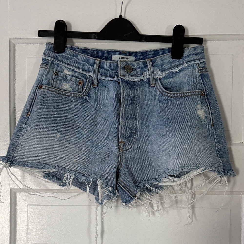 GRLFRND Helena Light Blue Distressed Jean Shorts